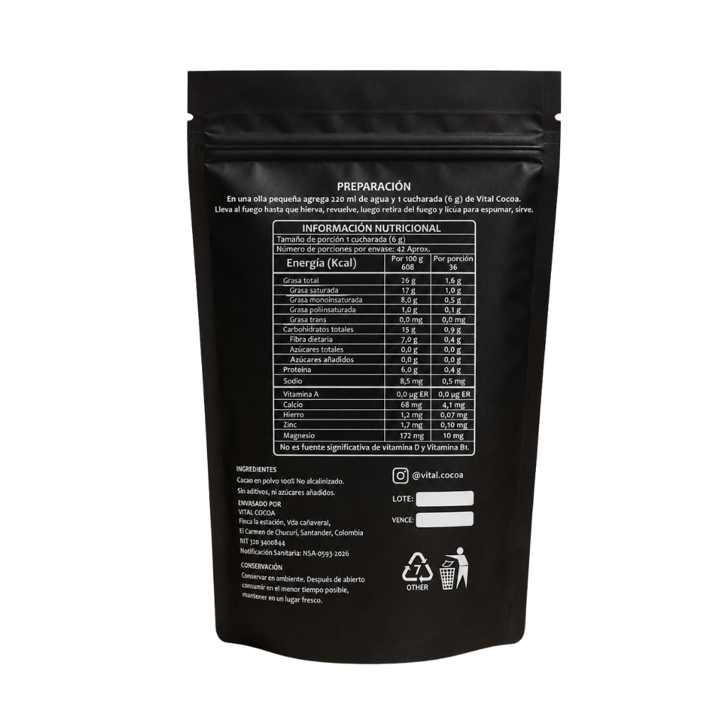 Vital Cocoa | Cacao en Polvo 100% Puro No Alcalinizado | 250 g